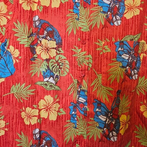 Star Wars Mandalorian Baby Yoda Hawaiian Size M Boys Shirt - Picture 4 of 5